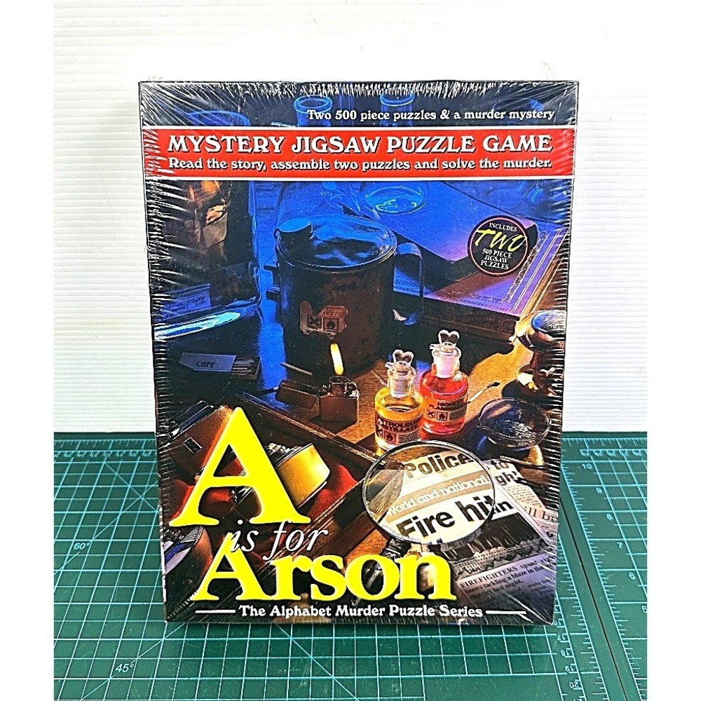 TDC Games A is for Arson Mystery Jigsaw Puzzle Game 2x 500 Piece Puzzles New